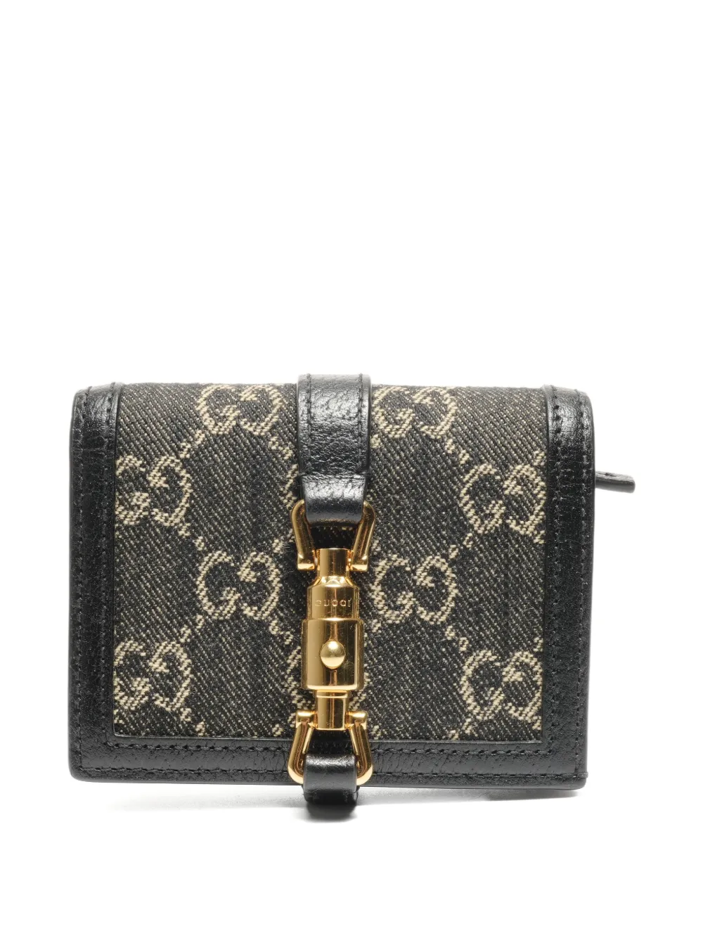 Click to view more detailed imagery on our partner's website Pre-owned Gucci 2015-2025s Jackie Gg Canvas Wallet In Black