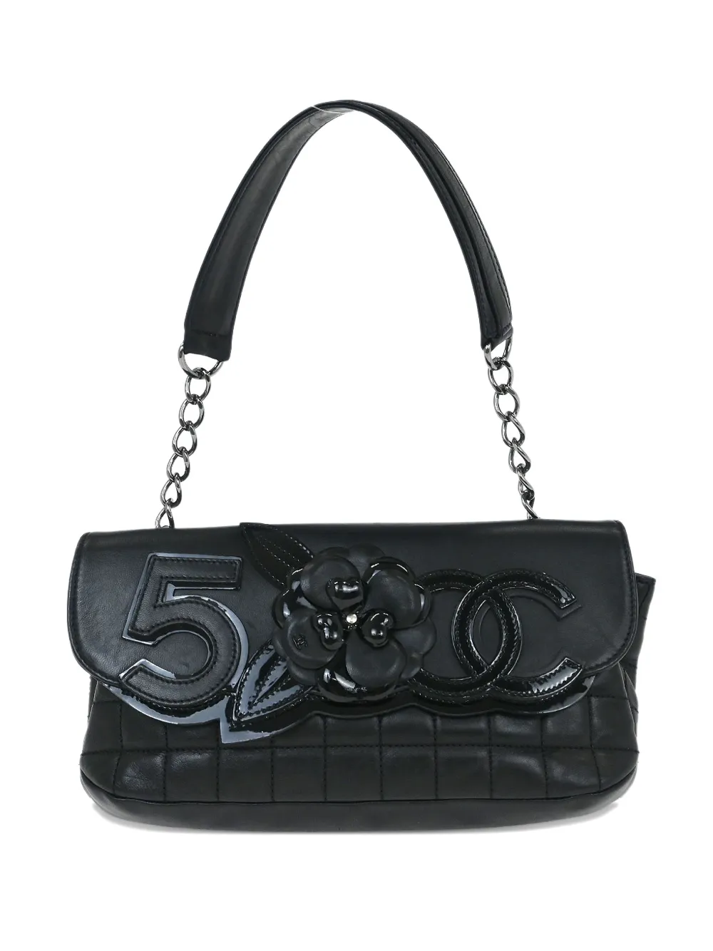 CHANEL Pre-Owned Borsa a spalla Nº5 Choco Bar Camélia 2007 - Nero