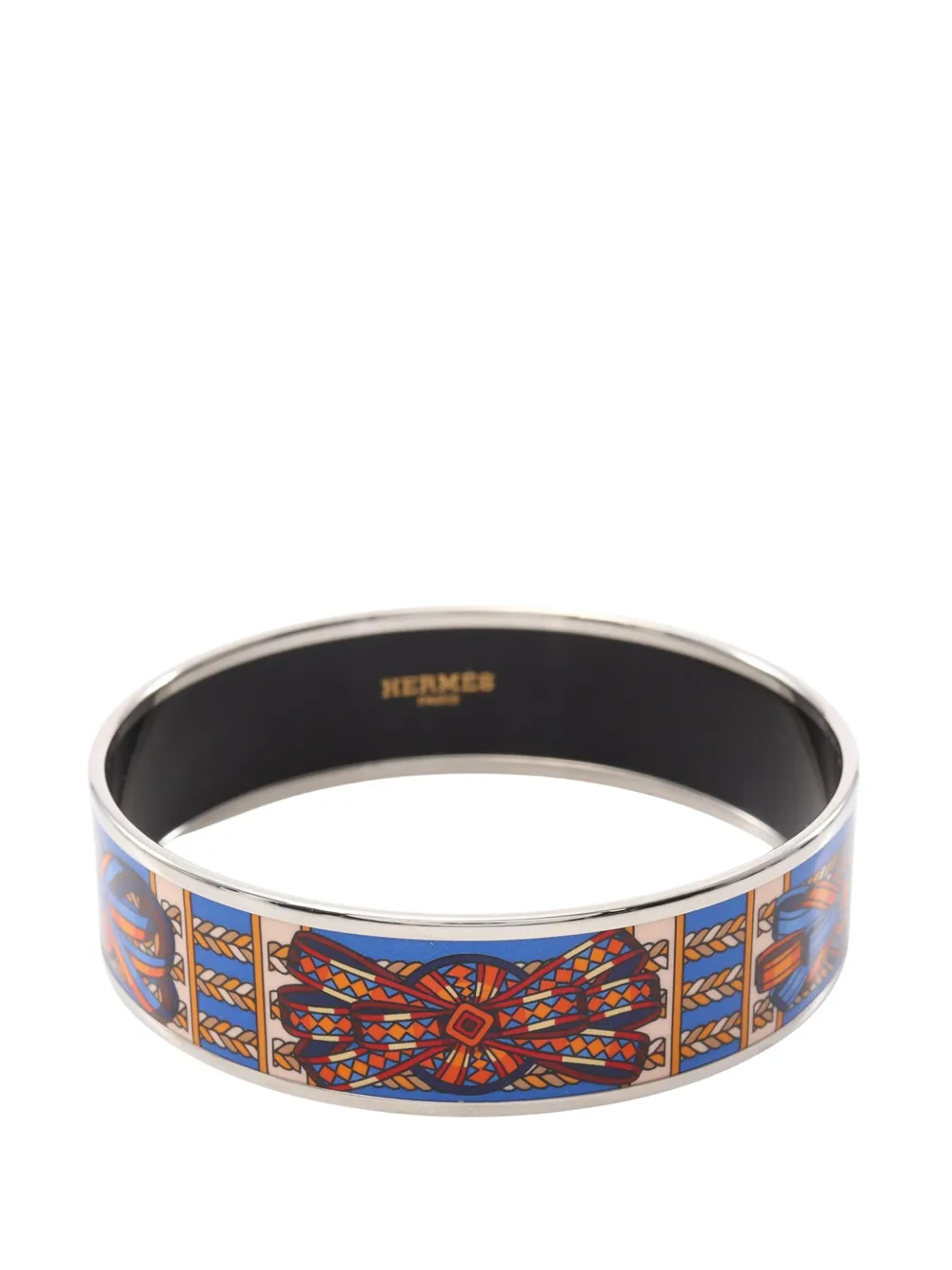 Hermès Pre-Owned Bracciale rigido Wide Sunburst Rubans de Cheval 70 smaltato 2000-2020 - Blu