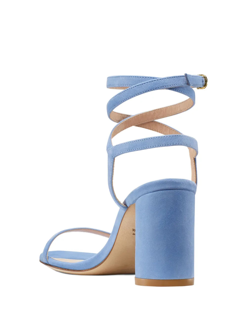 Stuart Weitzman Merinda Block Crossover Ankle Strap Sandals In Blue