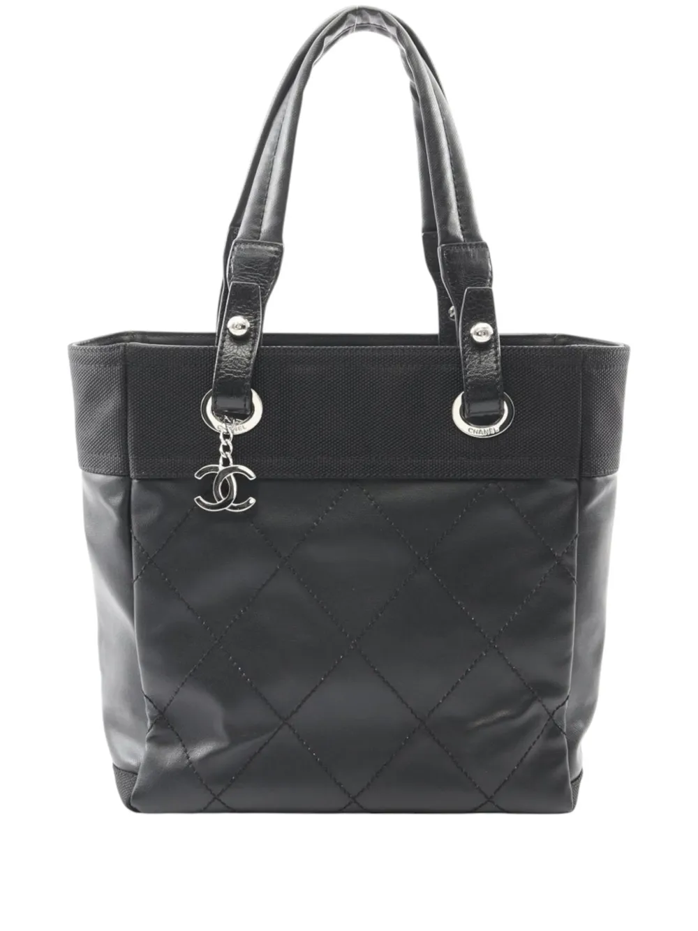 CHANEL Pre-Owned Borsa tote Paris Biarritz piccola in tela cerata trapuntata 2008-2009 - Nero