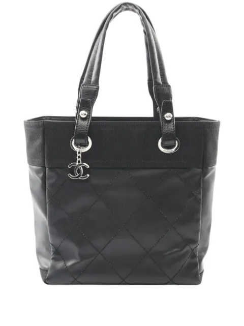CHANEL Pre-Owned 2008-2009 Small Quilted Coated Canvas Paris Biarritz tote bag