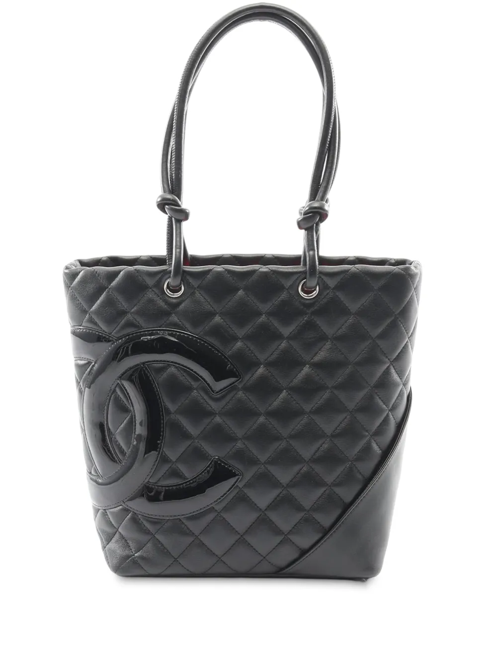CHANEL Pre-Owned Borsa tote Chanel Cambon Line media in pelle verniciata 2005-2006 - Nero