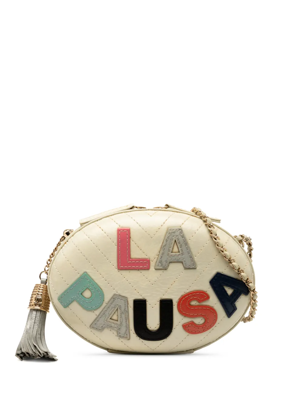 CHANEL Pre-Owned Borsa a tracolla La Pausa Evening in pelle di agnello con motivo chevron 2018-2019 - Bianco