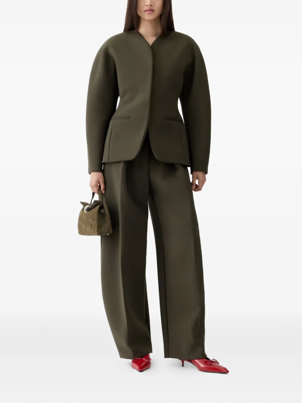  Jacquemus Ovalo V-neck Pocket Jacket - Green 