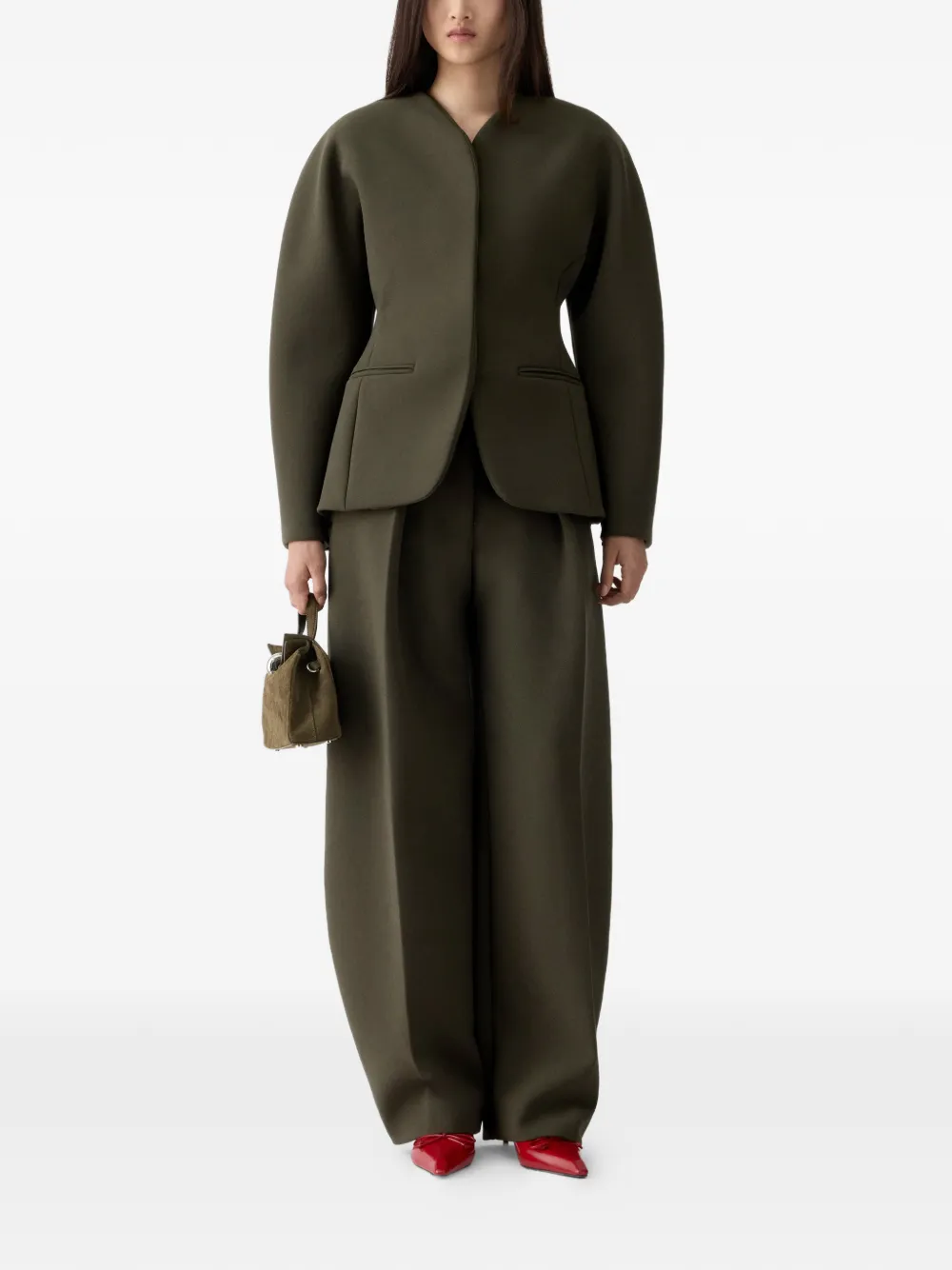  Jacquemus Ovalo V-neck Pocket Jacket - Green 