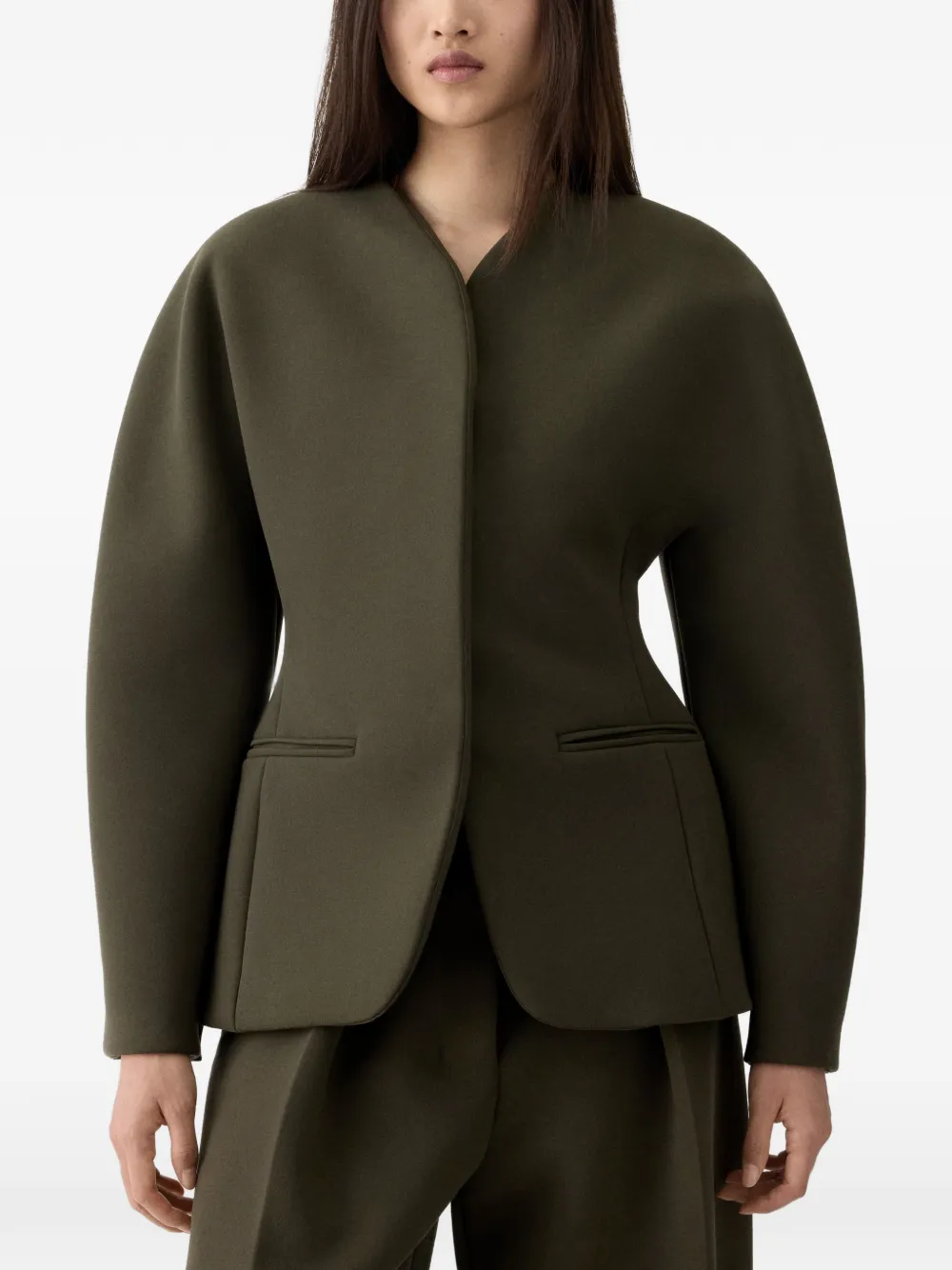 Jacquemus Ovalo V-neck pocket jacket - Verde