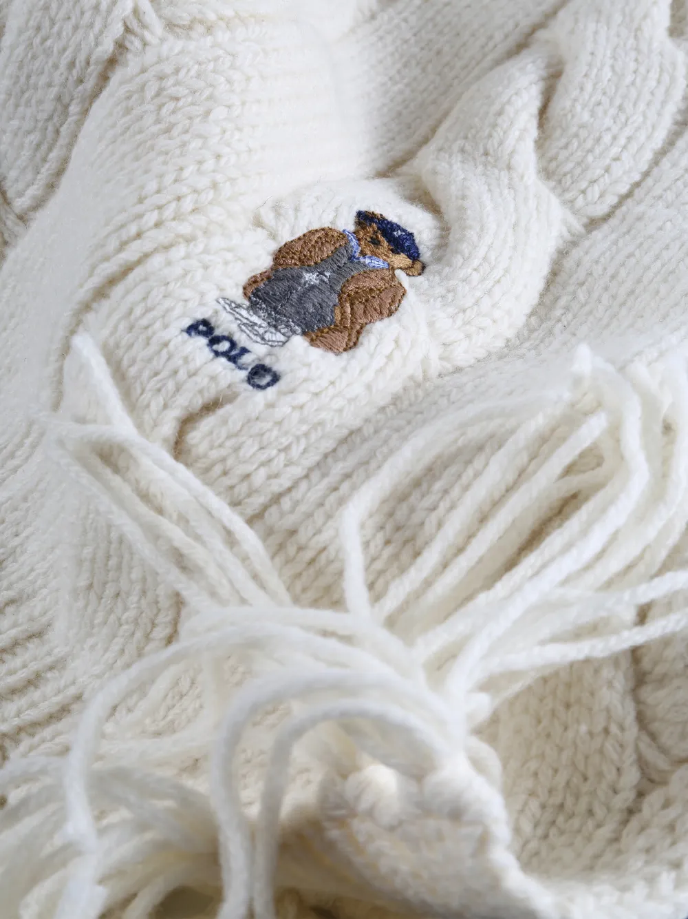 Polo Ralph Lauren Cable-knit Scarf In Neutral