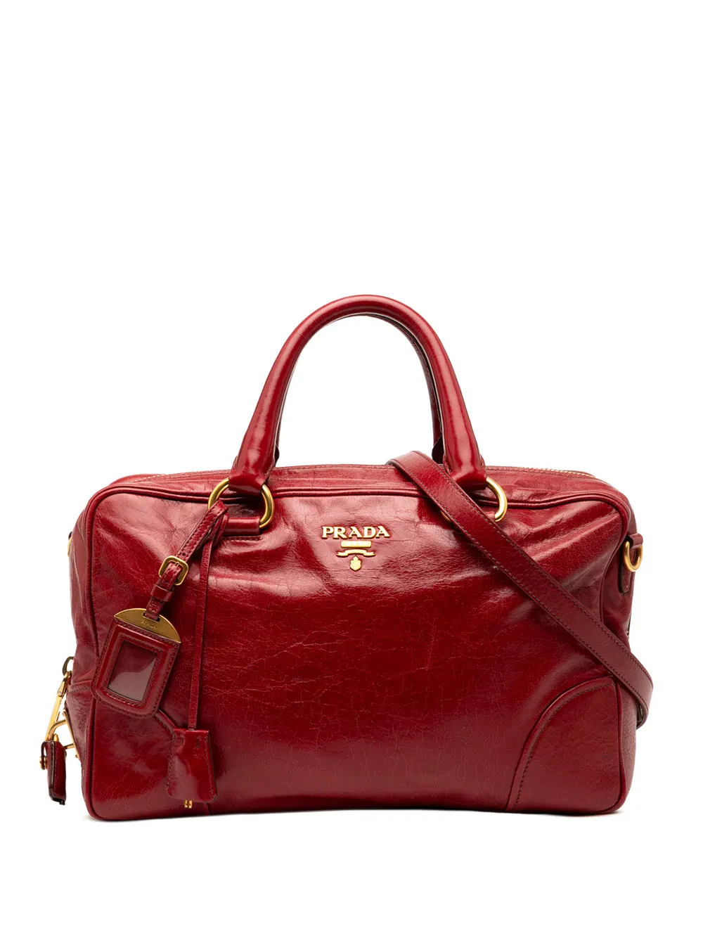 Prada Pre-Owned Borsa a tracolla Vitello Shine Bauletto 2000-2025 - Rosso