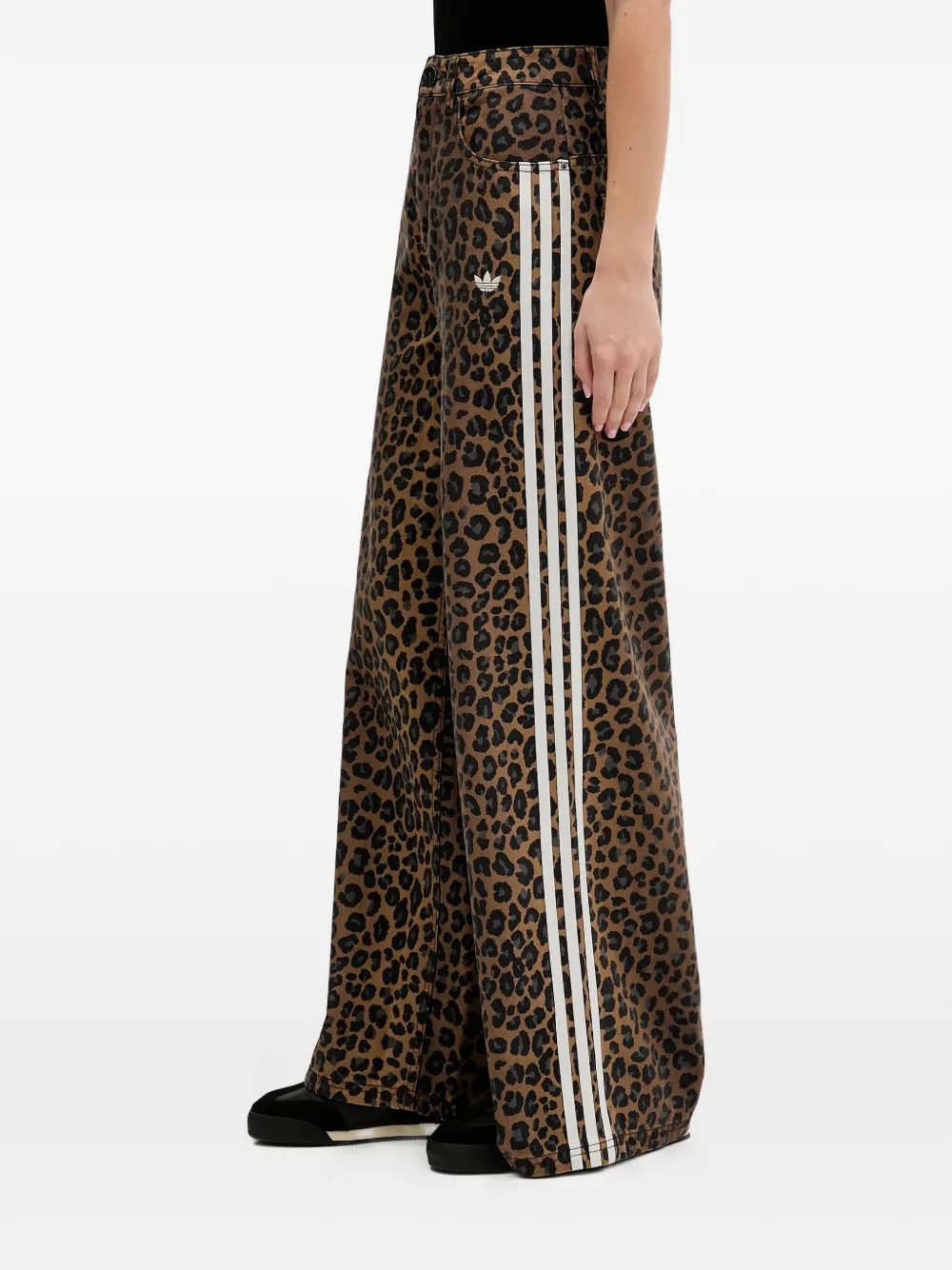 adidas leopard-print striped jeans - Marrone