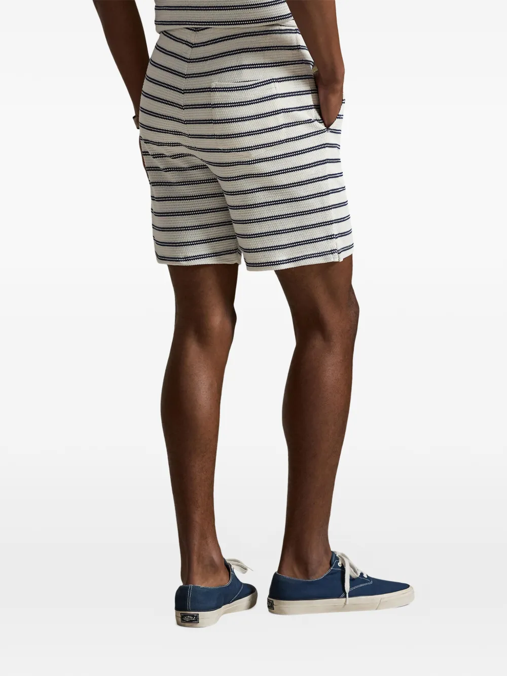 striped-pattern drawstring shorts
