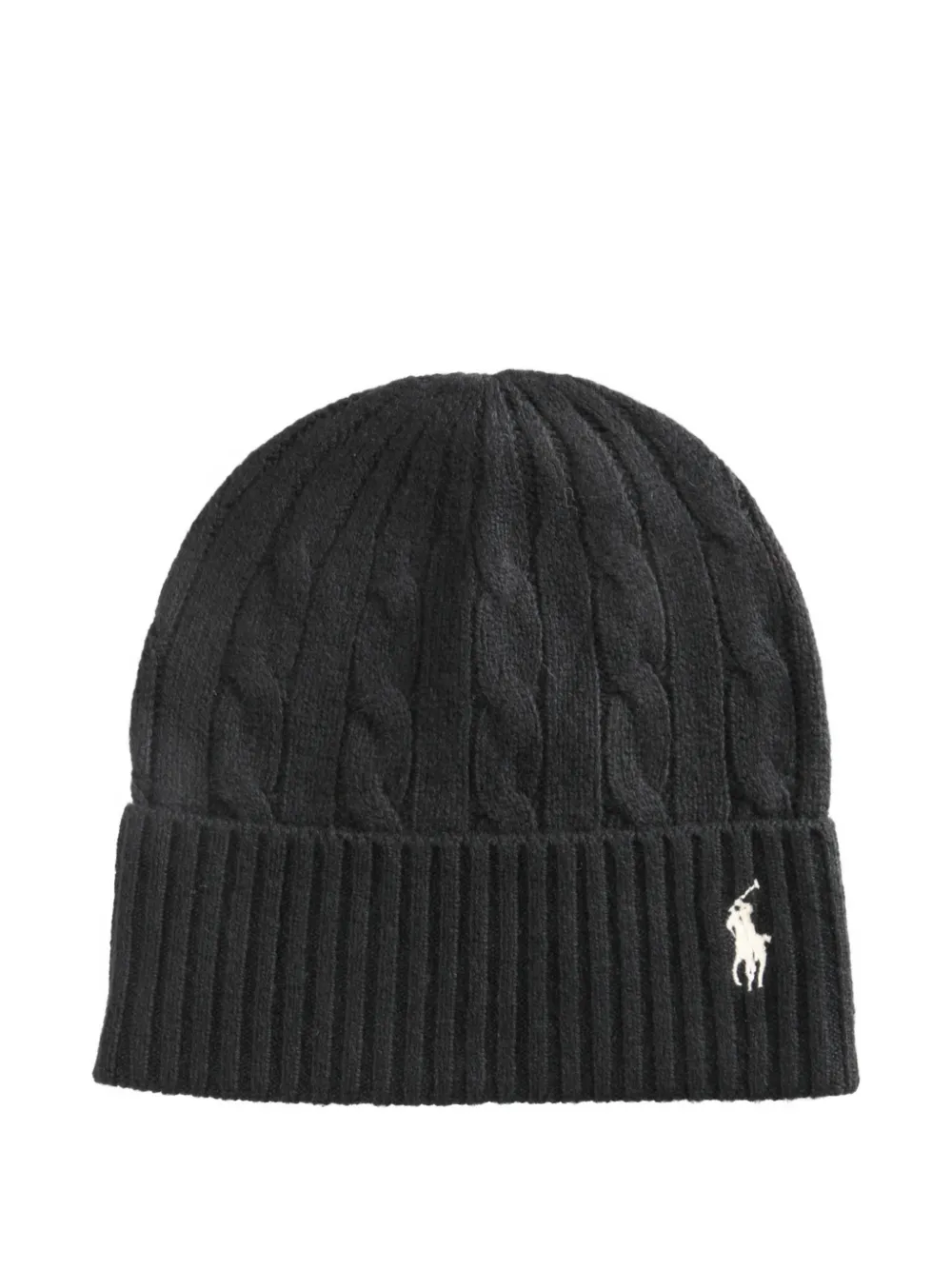 Polo Ralph Lauren Cable-knit Beanie Hat In Black