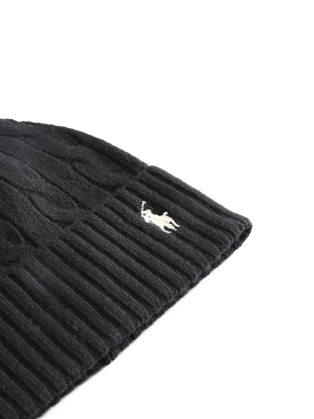 Polo Ralph Lauren Cable-knit Beanie Hat In Black
