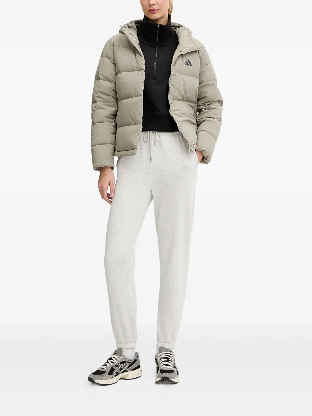  Adidas Hooded Logo-print Jacket - Neutrals 