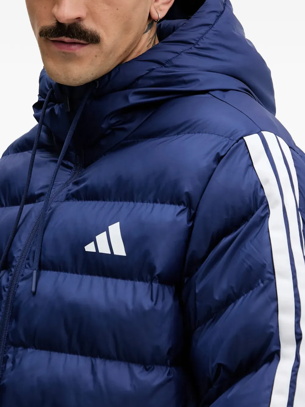 adidas Jack met capuchon en 3 strepen Blauw