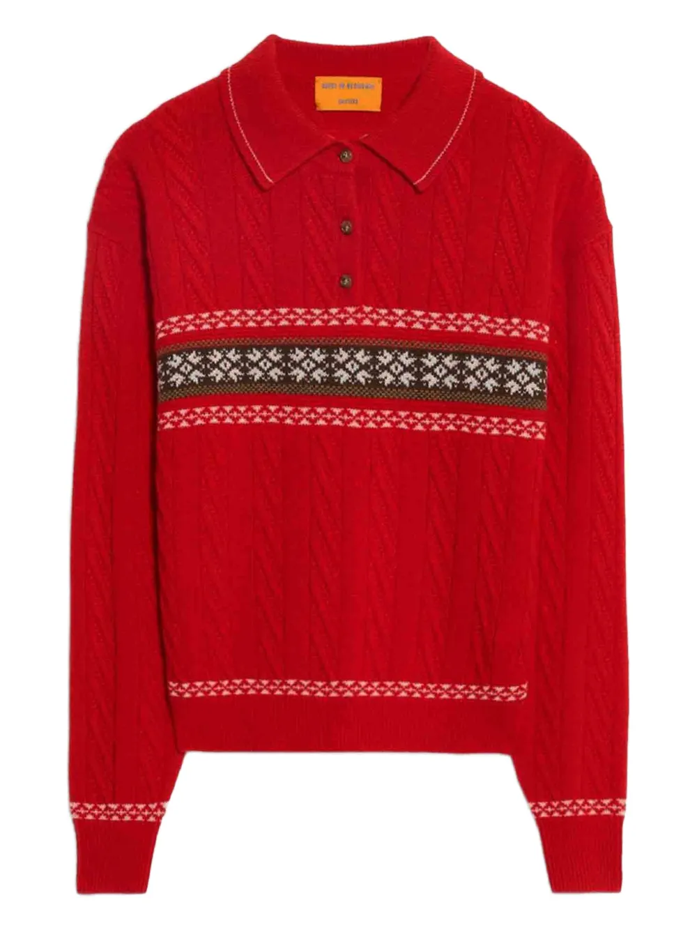 Guest In Residence patterned round-neck cashmere sweater | Red | Image 1