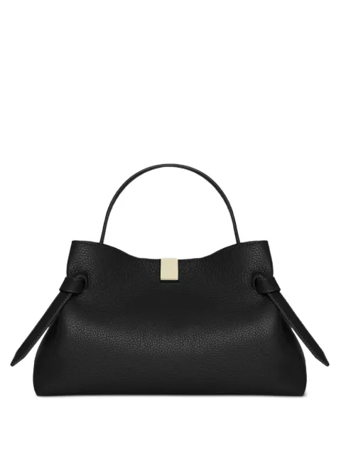 Yuzefi top handle embossed logo gyoza bag