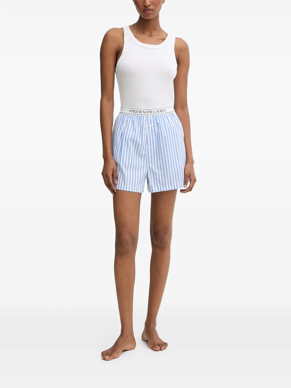 Polo Ralph Lauren Gestreepte pyjamashorts met logo tailleband Blauw