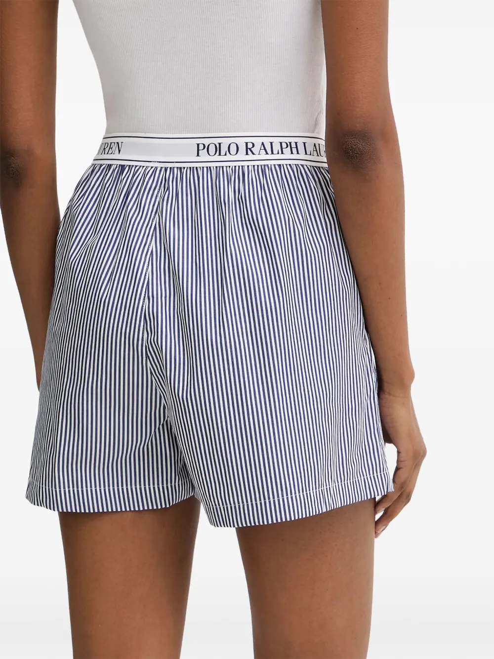 Polo Ralph Lauren Gestreepte pyjamashorts met logo tailleband Blauw
