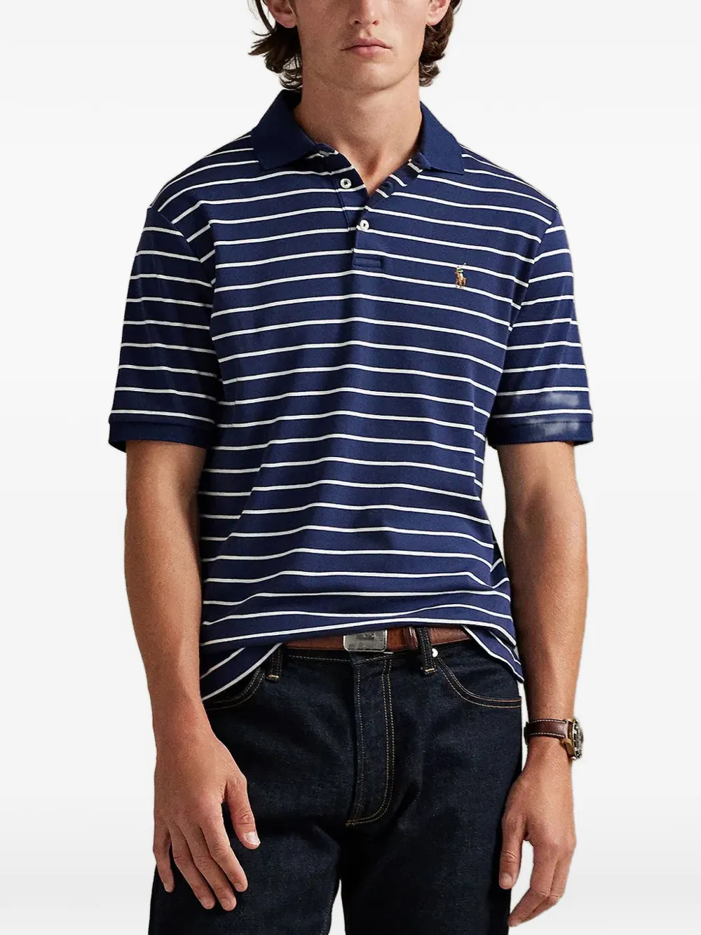 Polo Ralph Lauren striped-pattern logo-embroidered polo shirt - Blu