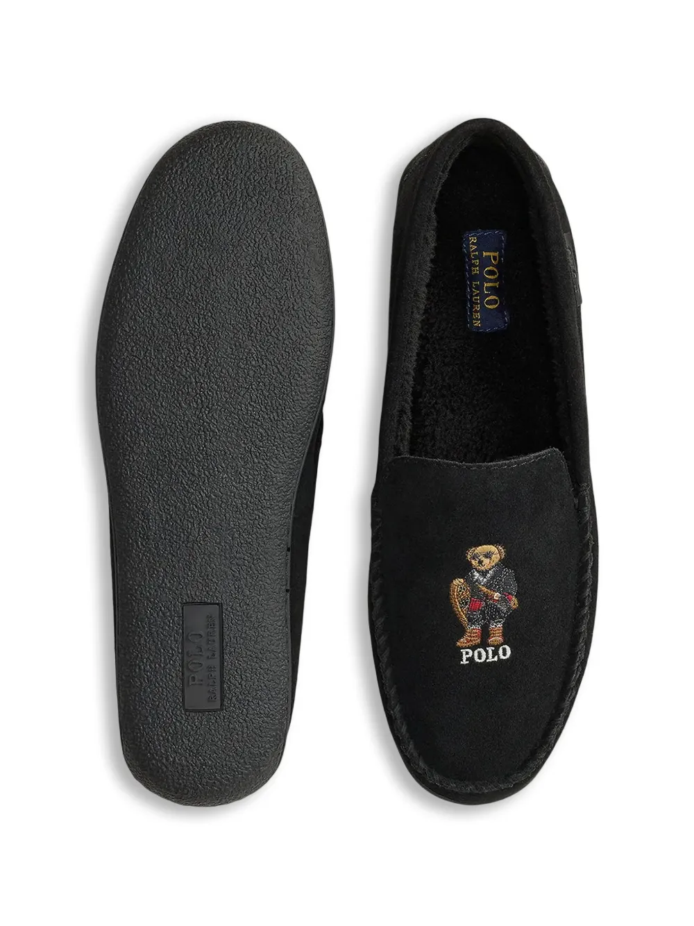 Polo Ralph Lauren Brenan Polo Bear embroidered moccasin loafers Zwart