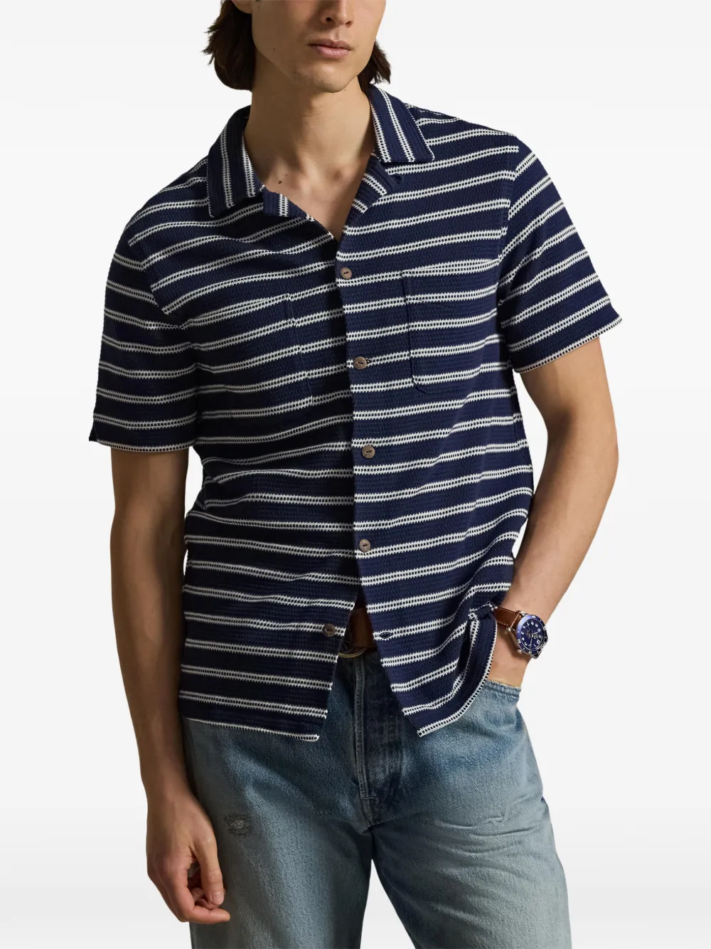 Polo Ralph Lauren Gestreepte overhemd met korte mouwen Blauw