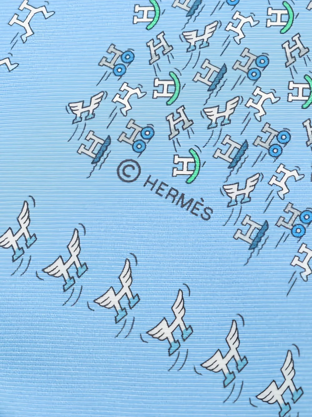 Pre-owned Hermes 2010s Carré 45 H En Mouvement Scarf In Blue