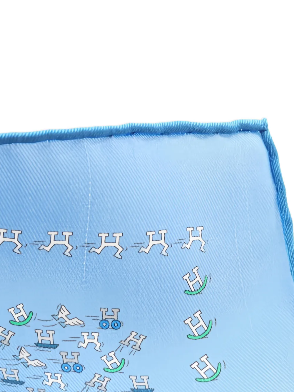 Pre-owned Hermes 2010s Carré 45 H En Mouvement Scarf In Blue