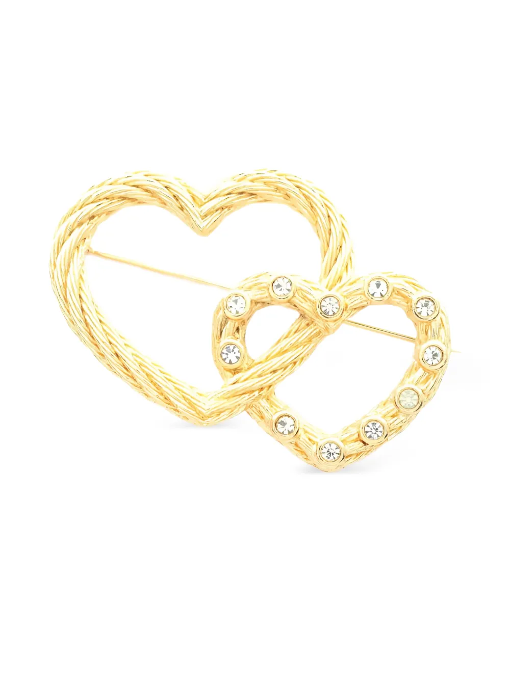 Christian Dior Pre-Owned 2010s heart rhinestone-embellished brooch - Oro