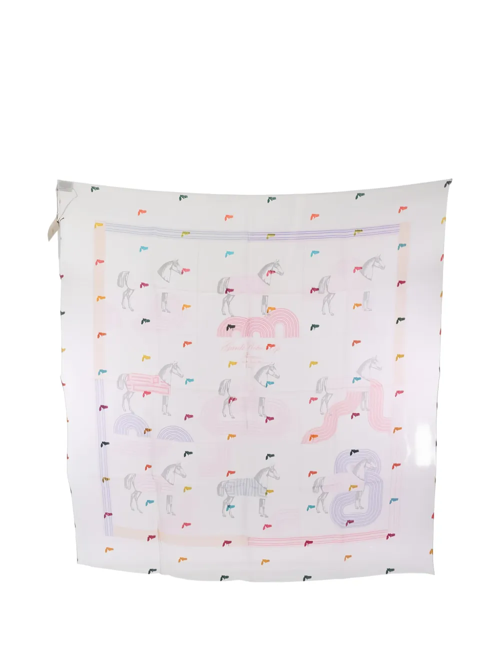 Pre-owned Hermes 2010 Carré 80 Muslin Garde Robe Pop Silk Scarf In White