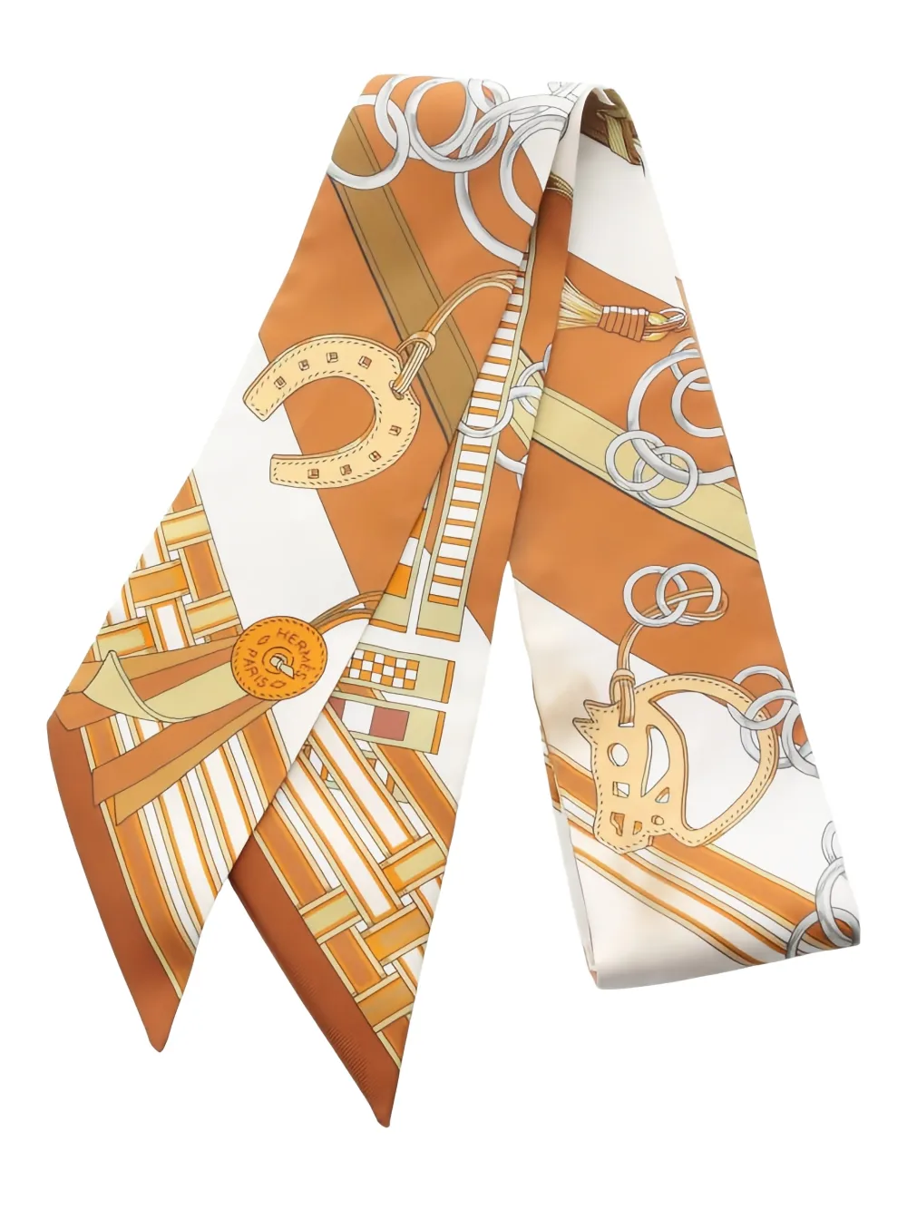 Hermès Pre-Owned 2000s Twilly Brides et Gris-Gris scarf - Arancione