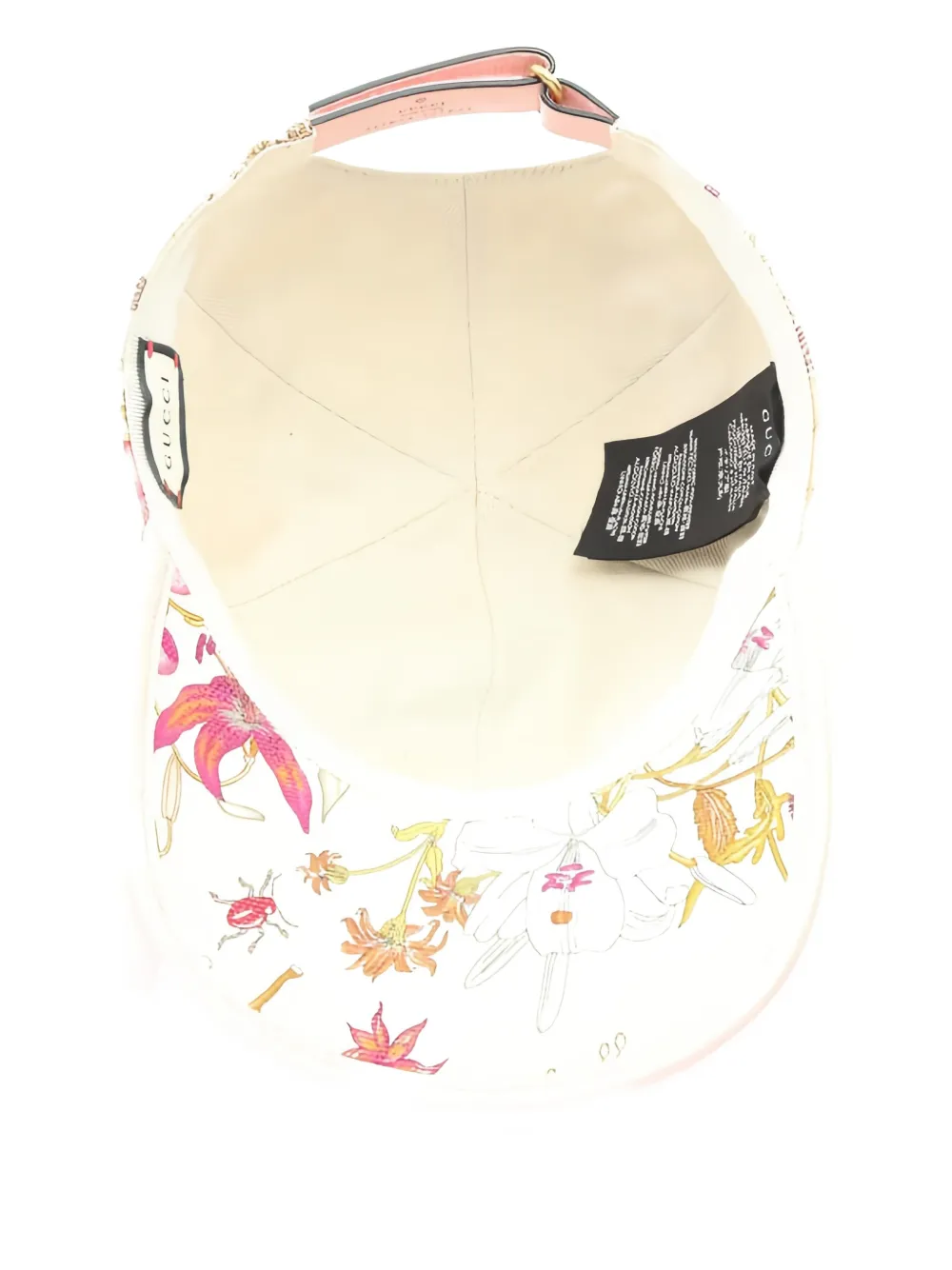 Pre-owned Gucci Floral-pattern Leather Baseball Cap In Pink