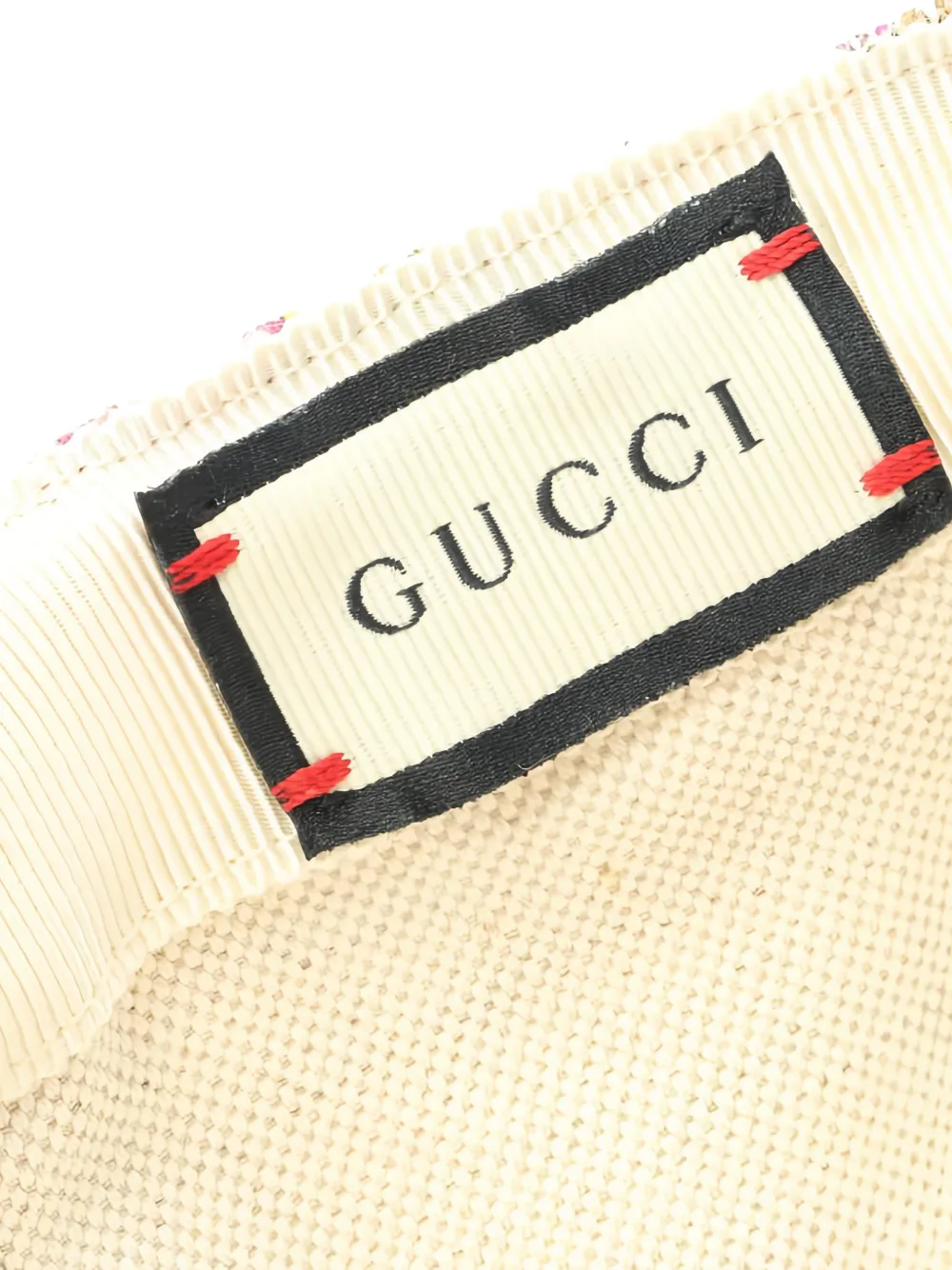 Pre-owned Gucci Floral-pattern Leather Baseball Cap In Pink