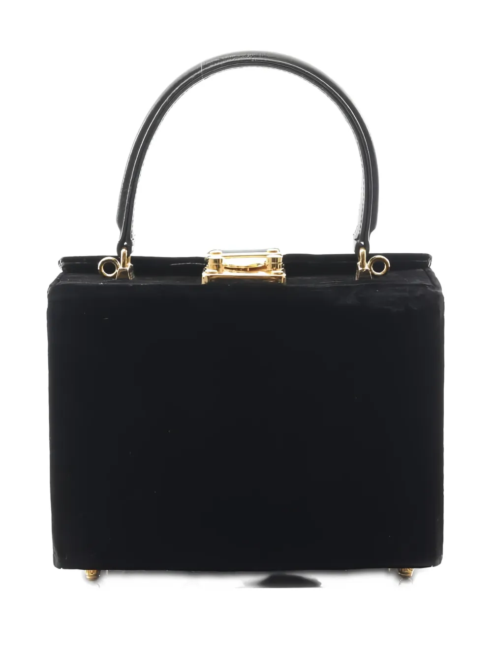 Pre-owned Fendi 2000s Velour-texture Leather-handle Clutch Bag In Black