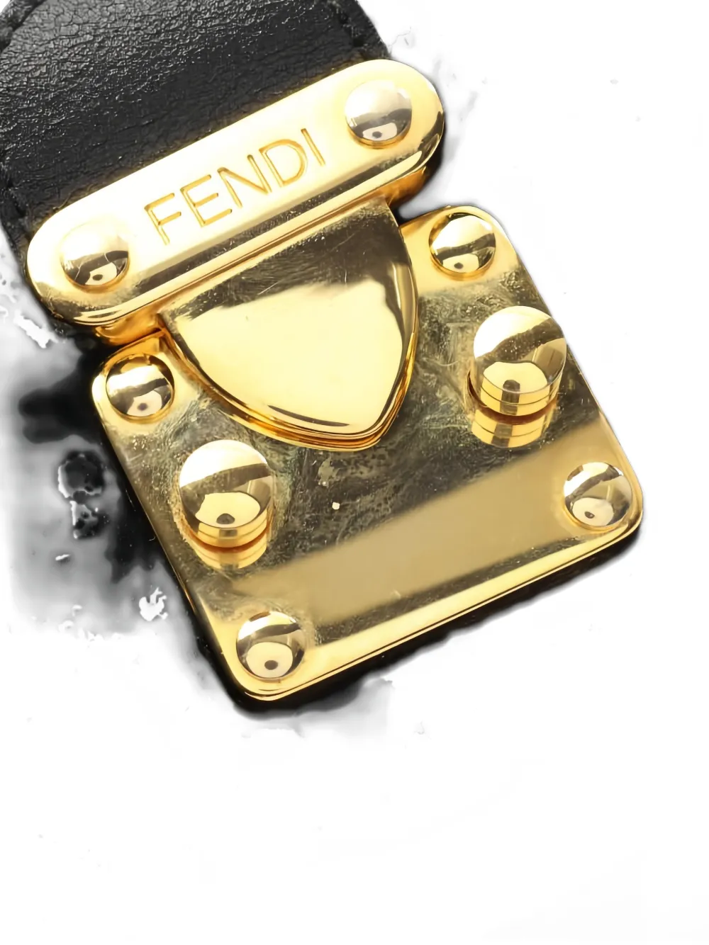 Pre-owned Fendi 2000s Velour-texture Leather-handle Clutch Bag In Black