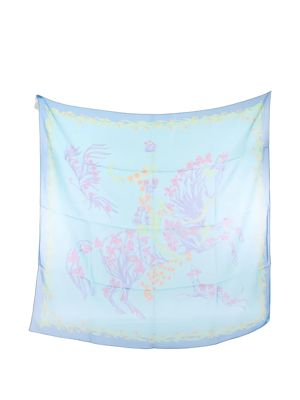 Hermès Pre-Owned 2010s Cheval Fleuri scarf - Blu