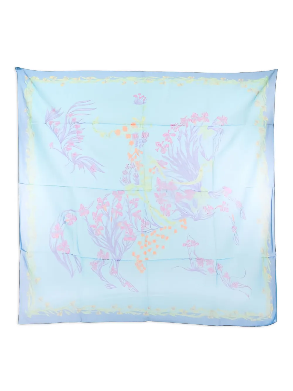 Hermès Pre-Owned 2010s Cheval Fleuri scarf - Blu