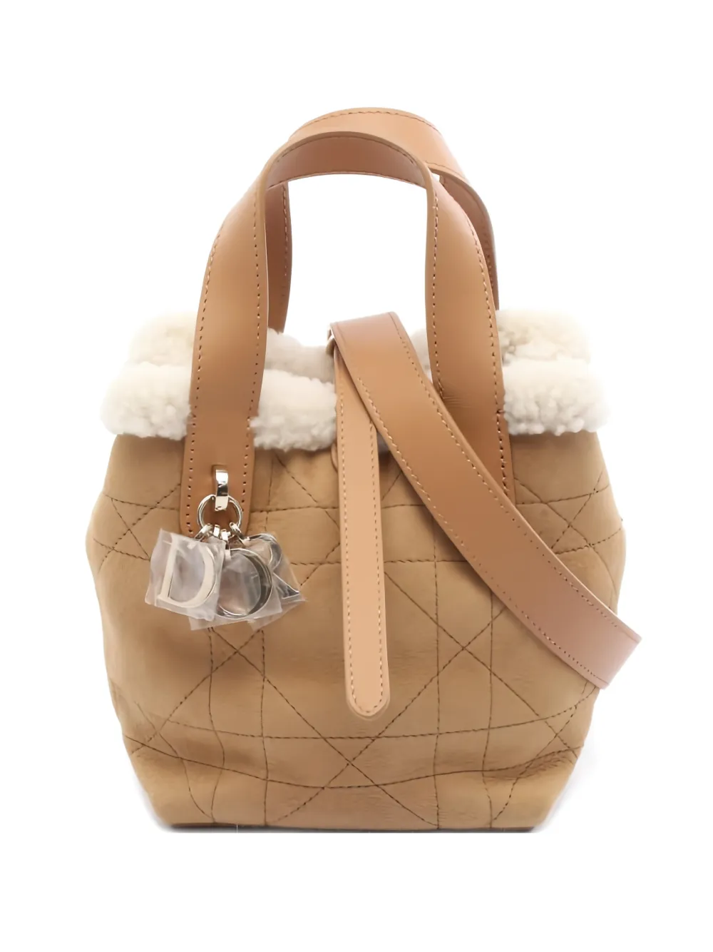 Pre-owned Dior 2020s Mini Alps Toujours Mouton-canage Tote In Neutral