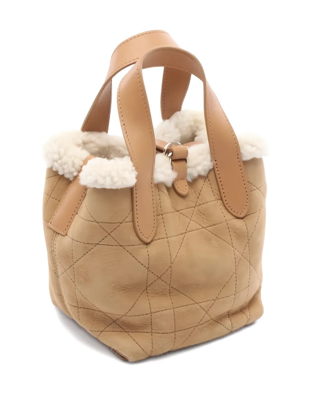 Pre-owned Dior 2020s Mini Alps Toujours Mouton-canage Tote In Neutral