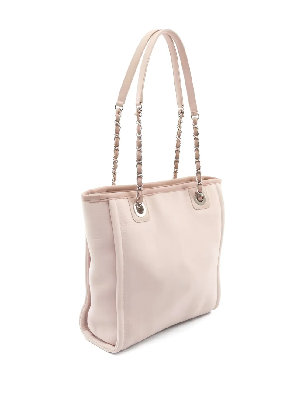 CHANEL Pre-Owned 2014-2015 PM Deauville chain-strap logo-detail tote bag - Beige