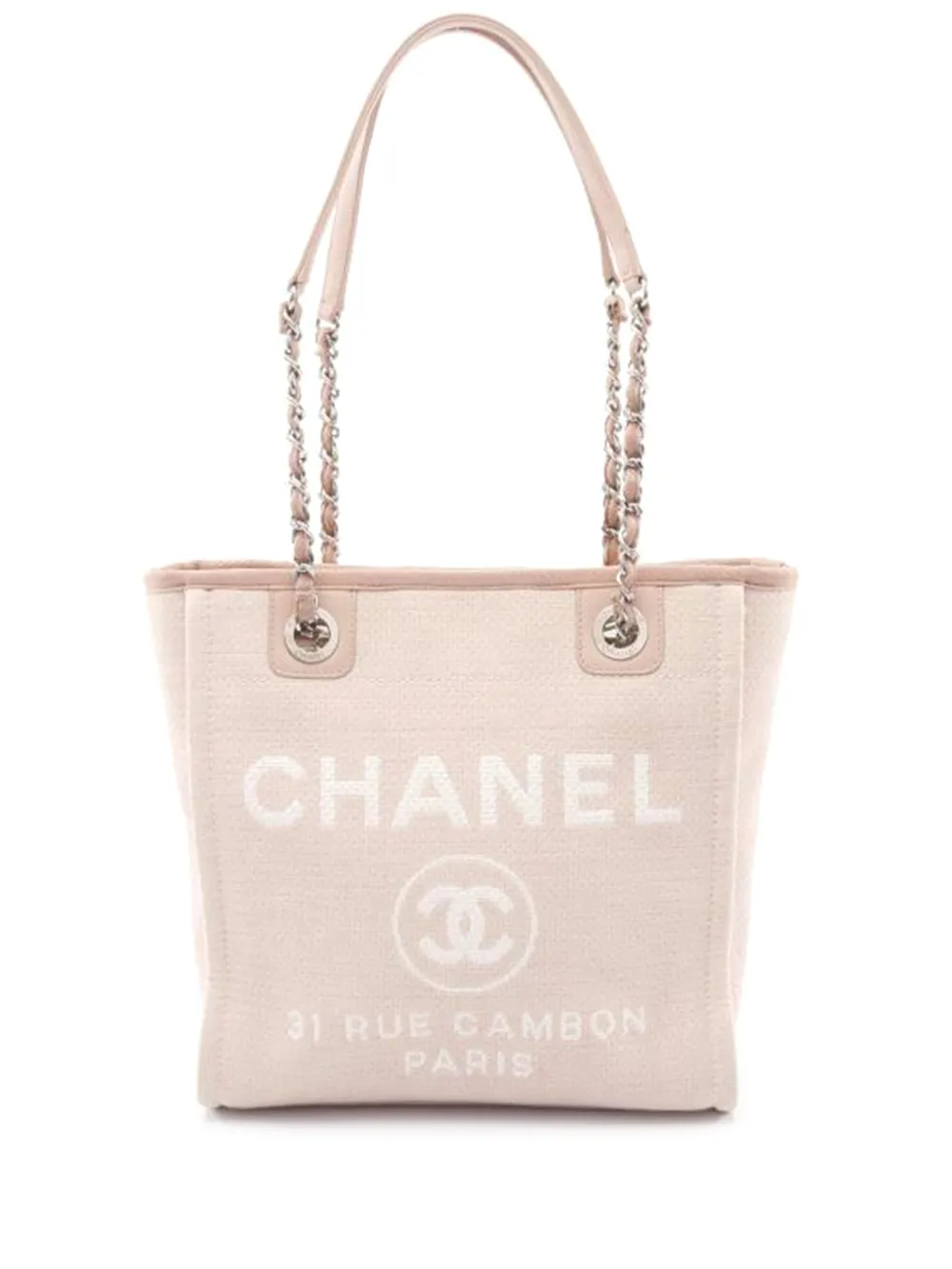 CHANEL Pre-Owned 2014-2015 PM Deauville chain-strap logo-detail tote bag - Toni neutri