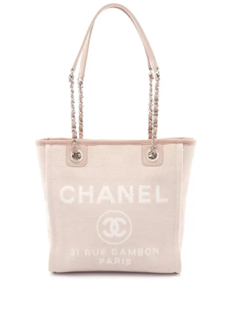 CHANEL Pre-Owned 2014-2015 PM Deauville chain-strap logo-detail tote bag
