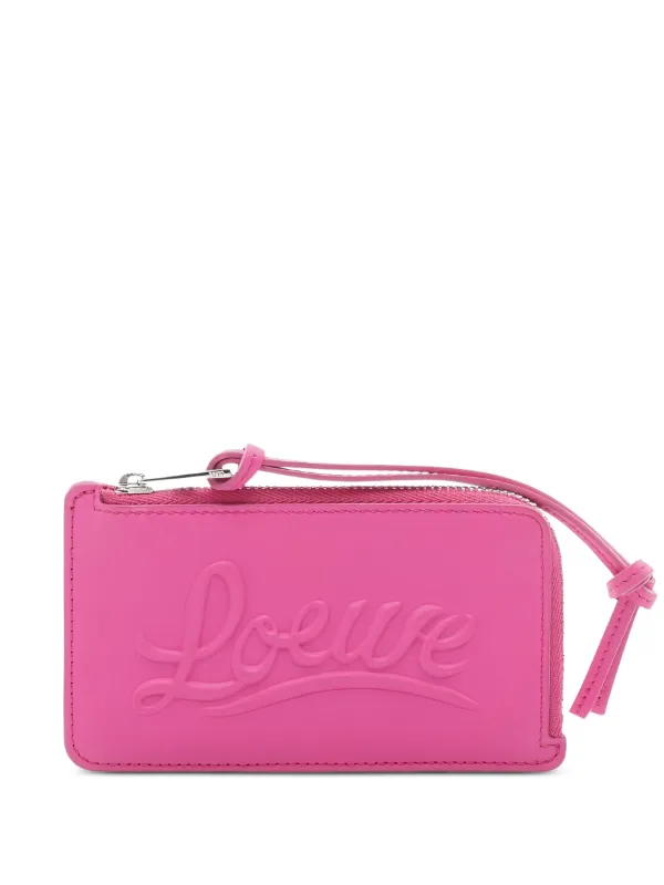 Loewe Pre-owned 2010s Embossed Logo Leather Coin Purse in Pink