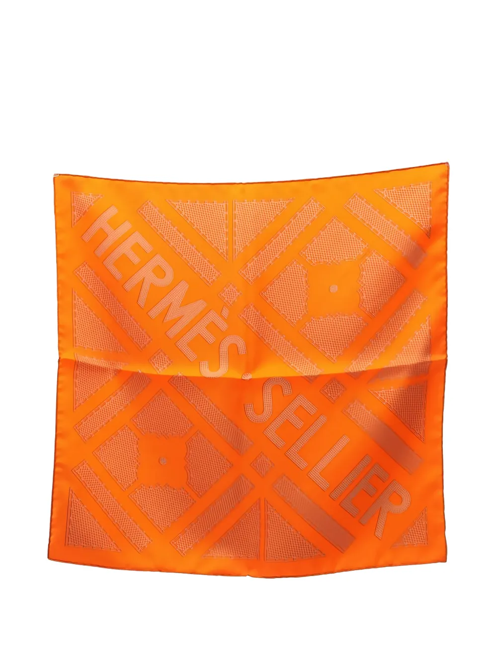Pre-owned Hermes 2010s Sellier Square-shape Scarf In Orange