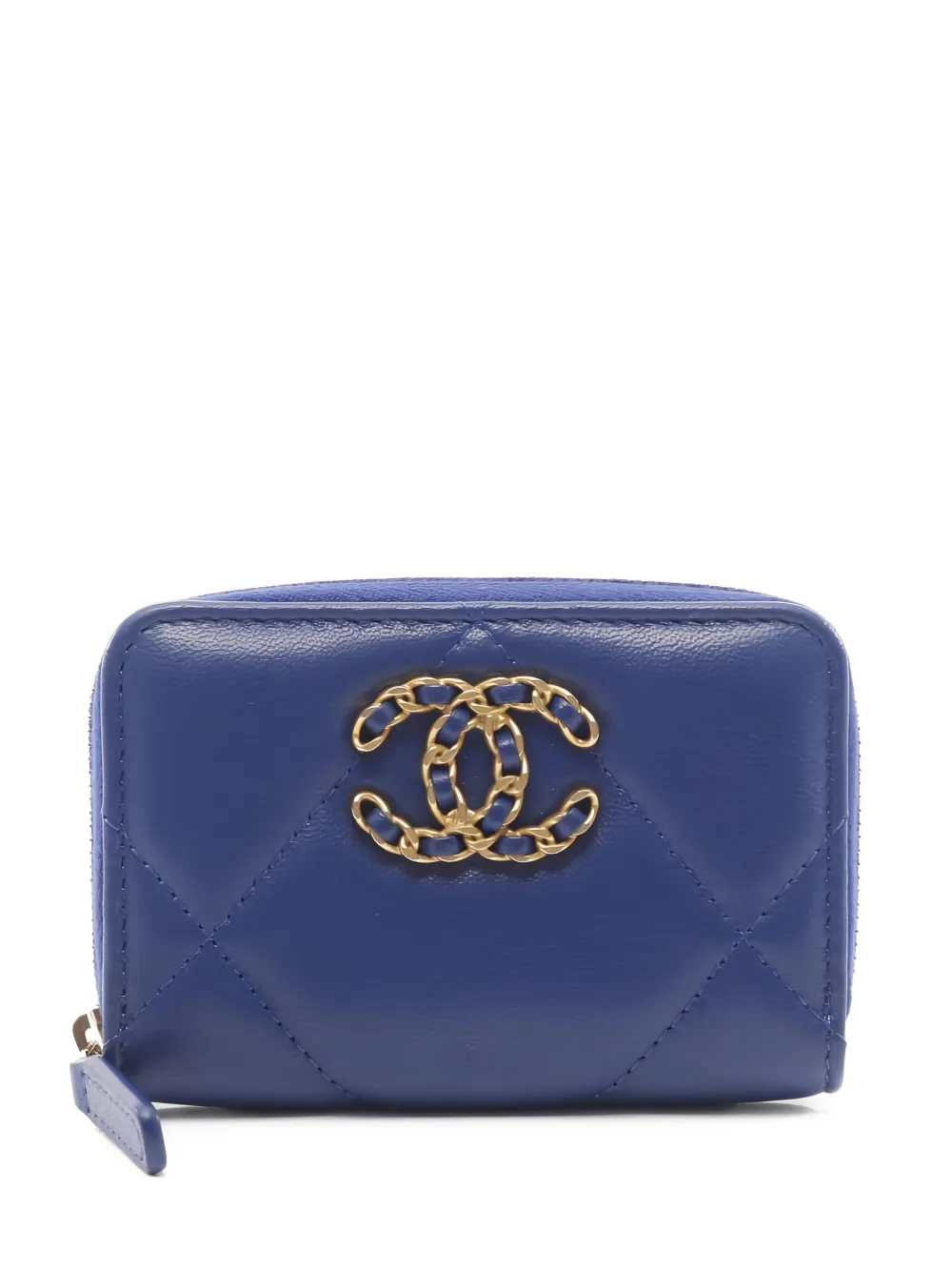 CHANEL Pre-Owned 2021 19 CC-logo quilted zip coin purse - Blu