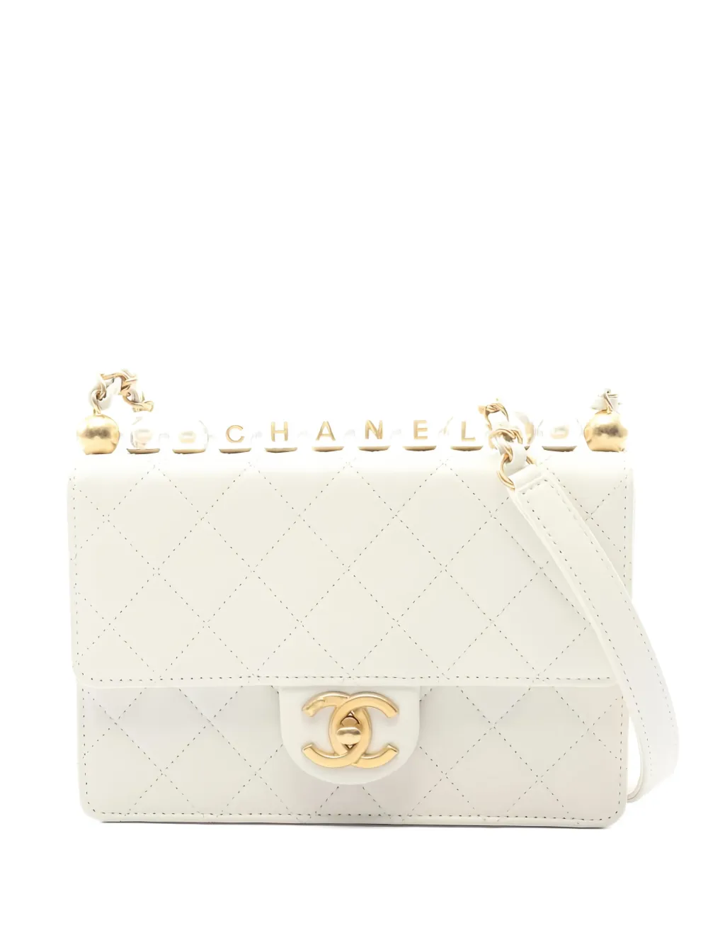 CHANEL Pre-Owned 2020-2021 Chic Matelassé chain shoulder bag - Bianco