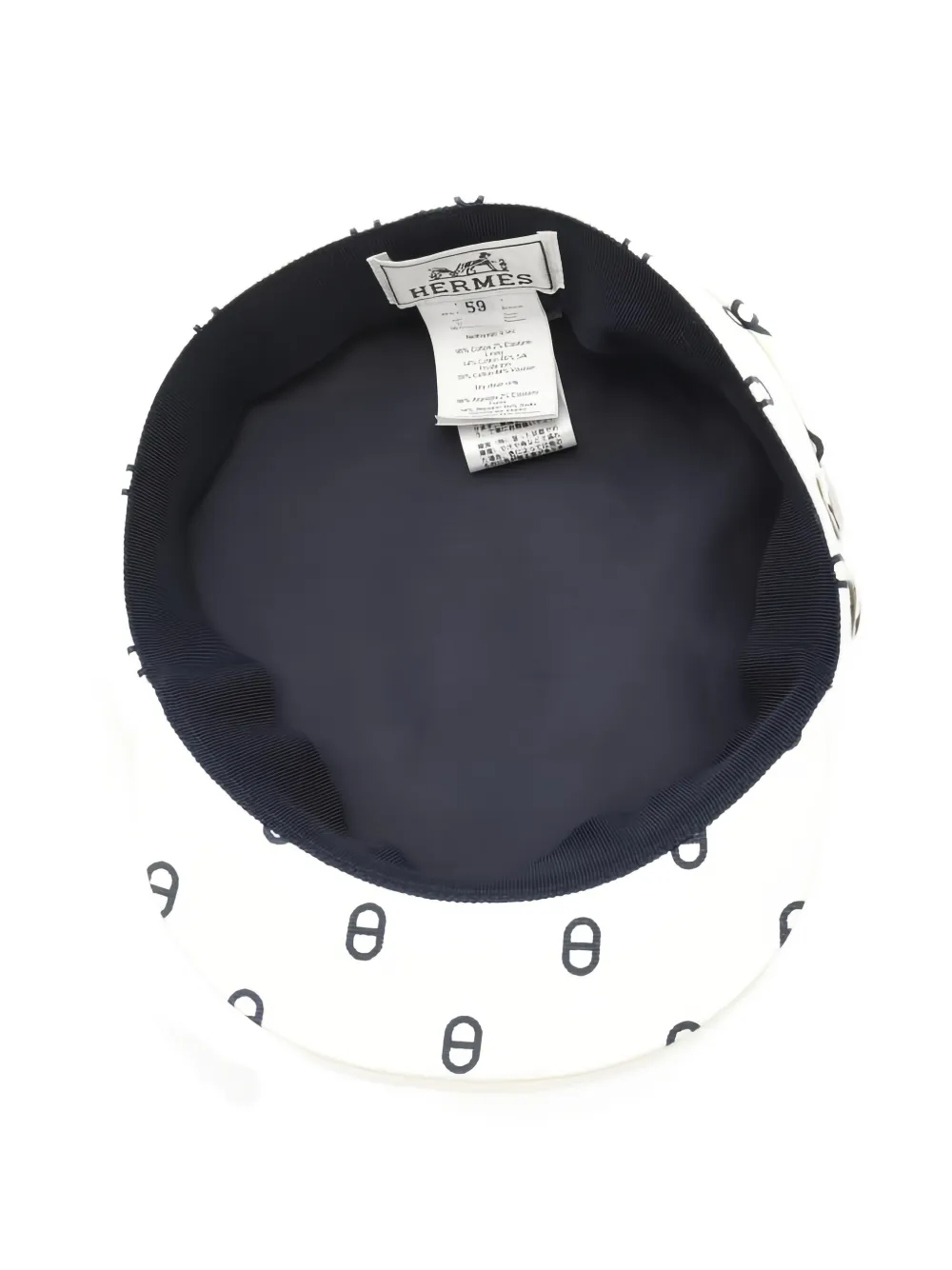 HERMES Pre-owned 2010s Chaine D'ancre Printed Canvas Baker Boy Cap In White