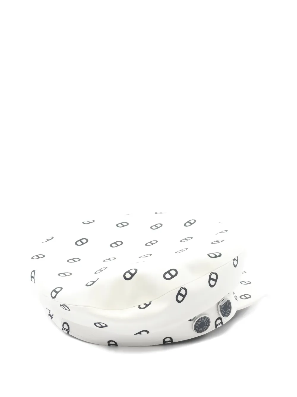 HERMES Pre-owned 2010s Chaine D'ancre Printed Canvas Baker Boy Cap In White