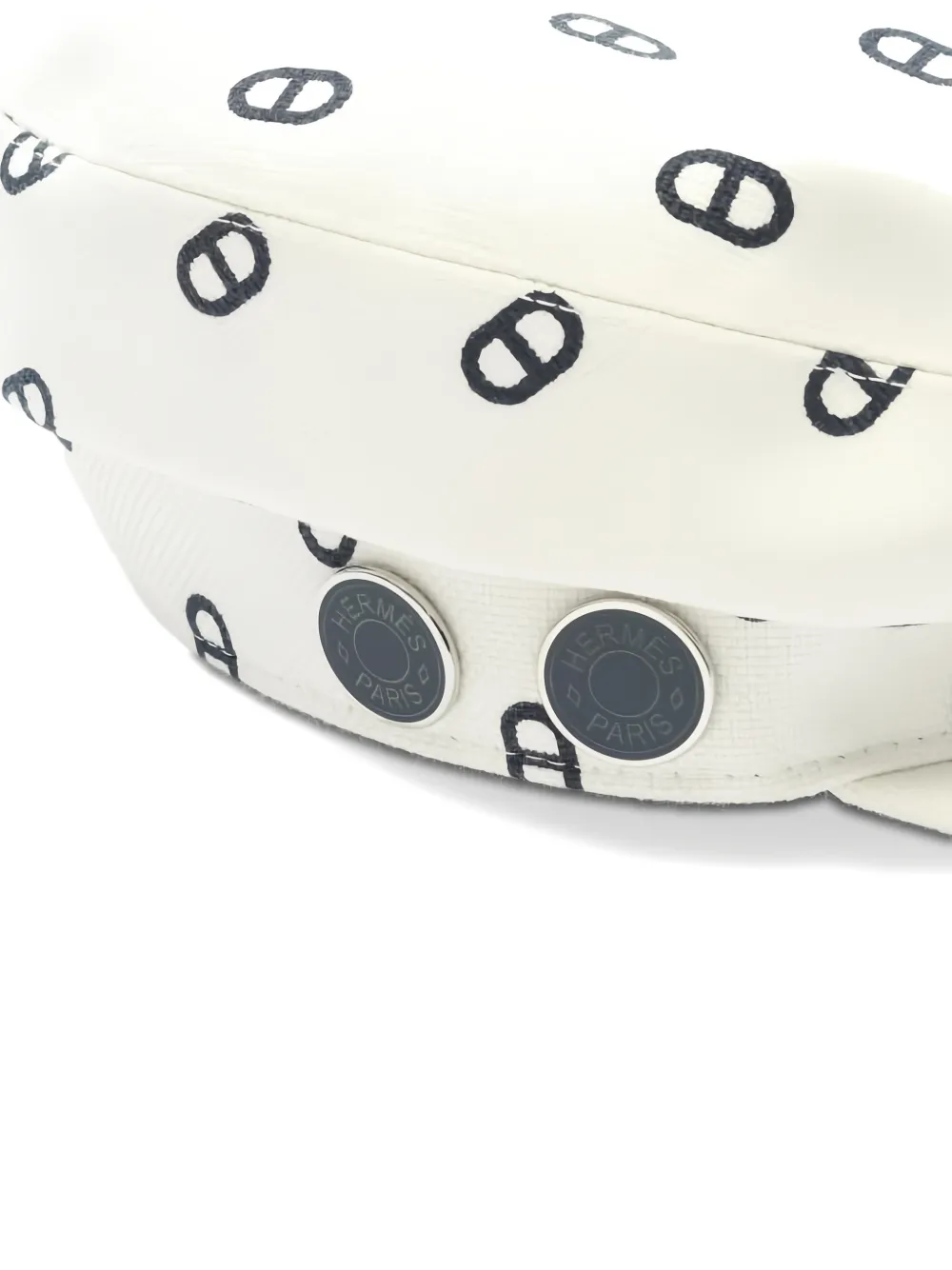 HERMES Pre-owned 2010s Chaine D'ancre Printed Canvas Baker Boy Cap In White