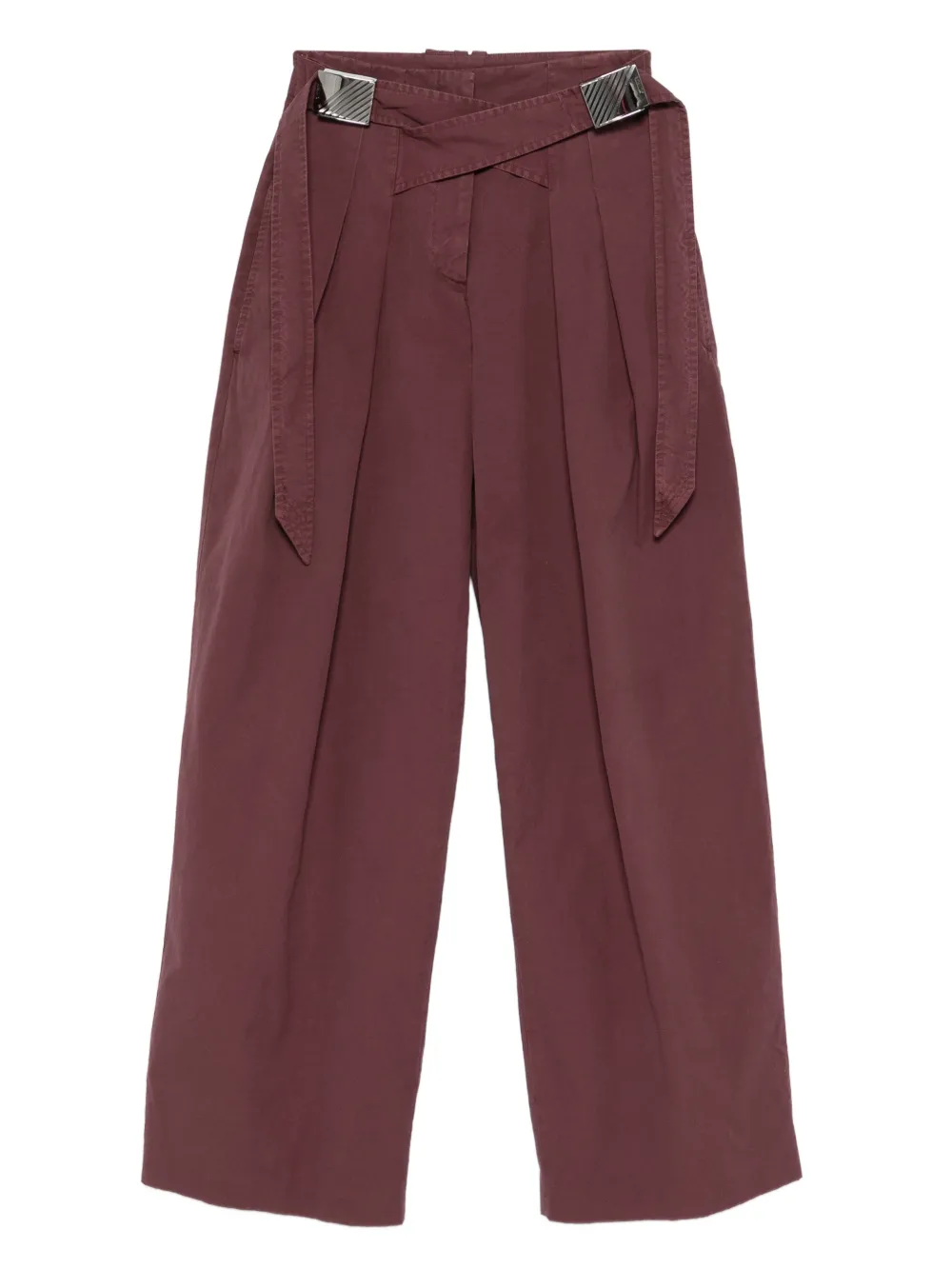 The Attico buckle-detail pleated trousers - Rosso
